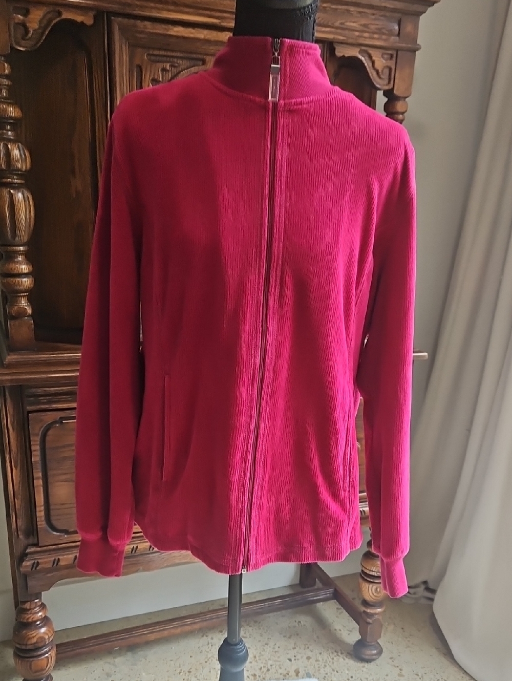 KORET Women's Zip-Front Jacket in Berry Pink. Size M